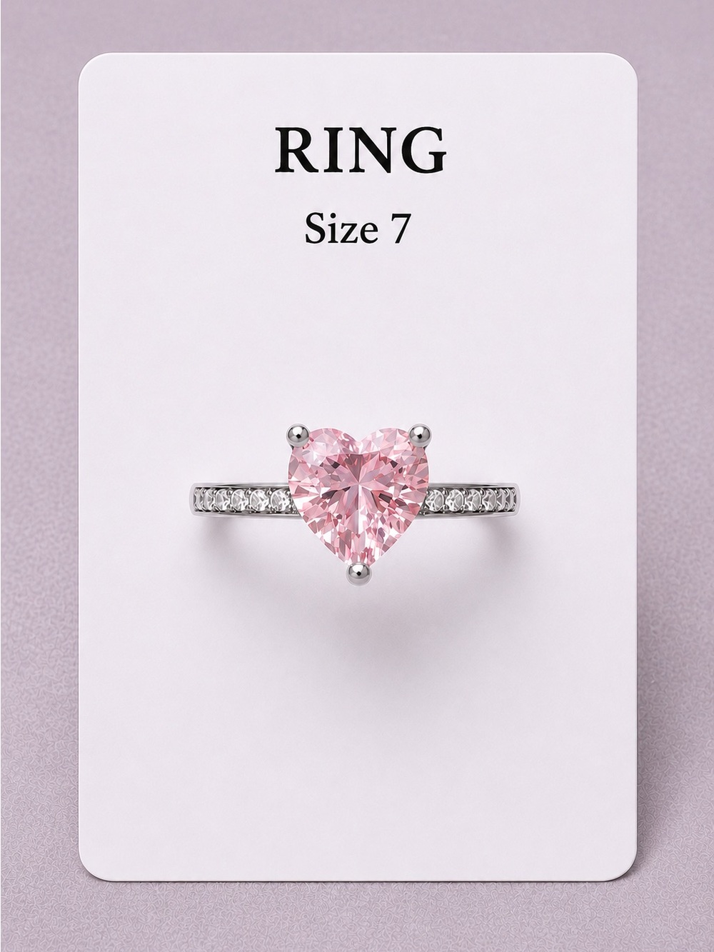 Heart-Cut Pink Stone Ring with Pavé Band
